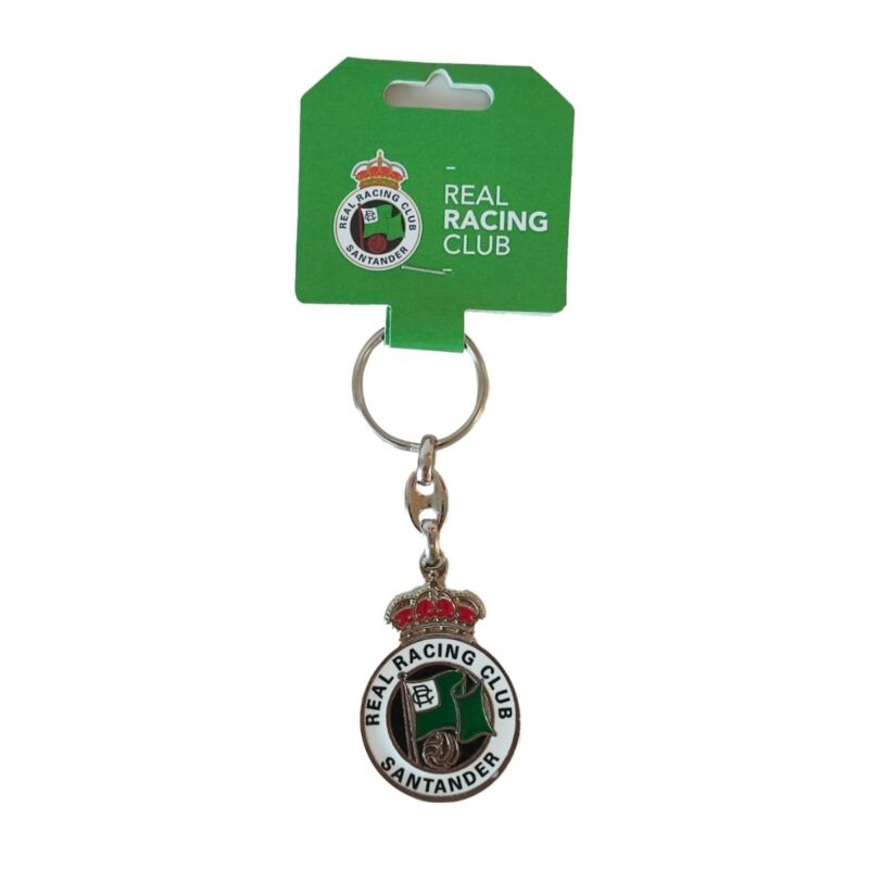 Llavero escudo oficial Real Racing Club metálico con diseño verde y corona