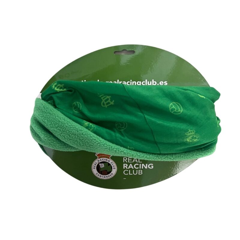 Braga polar verde del Real Racing Club con interior térmico y diseño oficial Racing Santander
